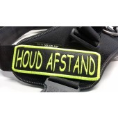 Gele Hond Signaleringslabels - HOUD AFSTAND - lettertype: Comic Sans MS - fluoriserend gele rand